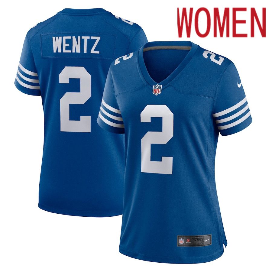 Women Indianapolis Colts 2 Carson Wentz Nike Royal Alternate Game NFL Jersey